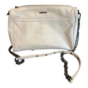 Rebecca Minkoff leather MINI MAC crossbody EUC white and silver